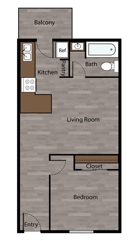 a floor plan of a small house with a bedroom and a living room